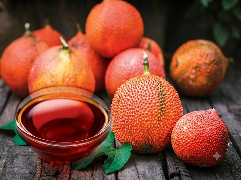 Màng gấc tươi cần được làm ráo trước khi ngâm cùng dầu nền